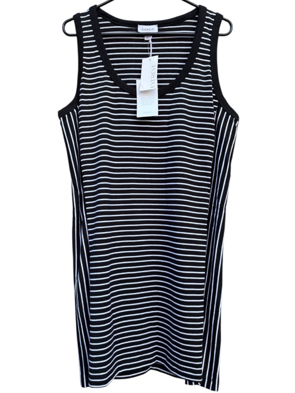 NWT EVEREVE CHARLIE Scoop Neck Pima Cotton Dress Stripe Large Retail $98.00
